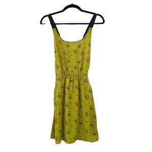 HONEY AND ROSIE Yellow Owl Lined Dress